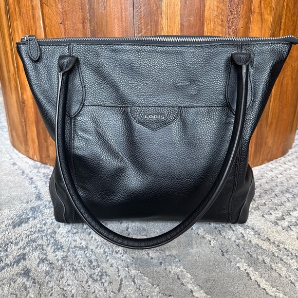 Lodis Siera Black Pebbled Leather Womens Tote - Picture 1 of 13